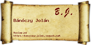 Bánóczy Jolán névjegykártya